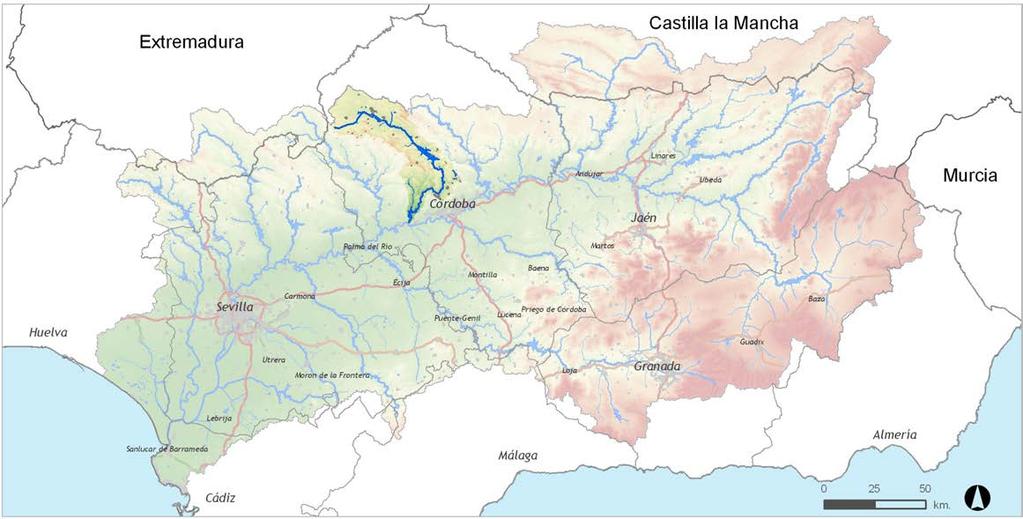 Los paisajes fluviales en la planificación y gestión del agua INFORMACIÓN GENERAL CARACTERÍSTICAS FÍSICAS 1. Extensión de la cuenca (km 2 ): 1.507. 2. Longitud del río (km.): 130. 3.
