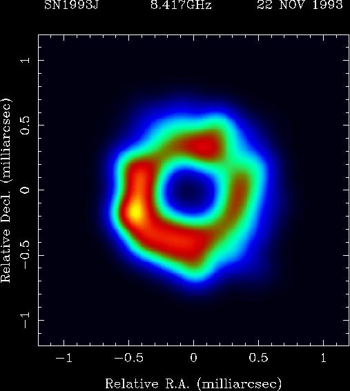 SN1993J en M81 D ~ 12 millones de años luz t ~ 239 d Descubrimiento de una estructura en