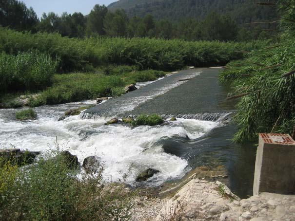 Imágenes del azud de la Murta, ubicado a unos 5 km aguas abajo de la presa de Bellús