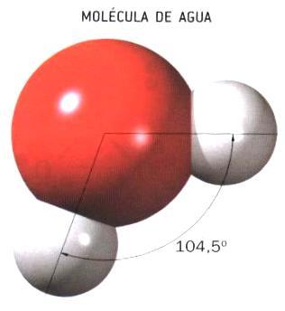Física y Química (4º ESO): Estructura del átomo y enlaces químicos 17 * La molécula de H2O es plana con un ángulo de enlace de 104,5º.