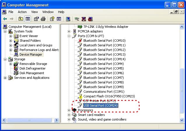 Seleccionar el puerto COM Cuando el programa de configuración se inicia identifica los puertos COM disponibles en ese momento en su PC.
