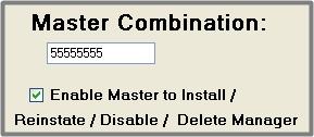 Figura 10 Combinación de Master: La combinación de Master por defecto es 5-5-5-5-5-5-5-5, y la combinación es siempre de ocho dígitos.