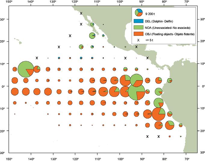 18 FIGURE A-2a. Average annual distributions of the purse-seine catches of skipjack, by set type, 2007-2011.