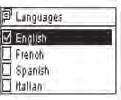 ENG The "Space" character is situated after the letter "Z" Field Transmitter language selection: - Select "Languages" in the "Settings" screen and confirm by pressing