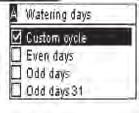 - If you select "Custom cycle" (all days set to OFF by default).