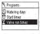 hours and minutes for each start time (up to 8 start times per program)  When you exit this screen,