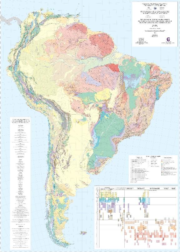 Mapa Metalogenético de América del Sur Más de 1500 yacimientos Integrados en una sola base de datos y en un solo mapa Información completa y pormenorizada