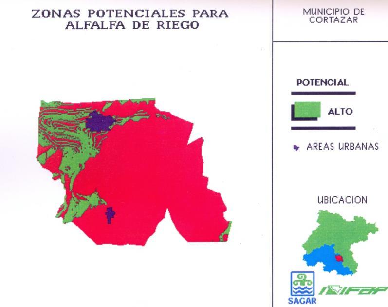 Figura 48. Zonas Potenciales para cultivar Cebada de Riego en el municipio de Cortazar. Fuente: García et al. (1996a). Op. cit., p. 43. Figura 49.