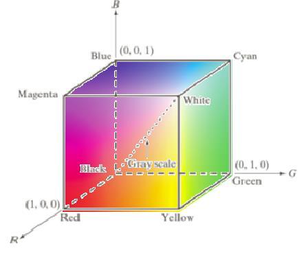 Modelo de color RGB: 23 Cada color aparece descompuestos en sus tres componentes espectrales primarias de rojo, verde y azul.