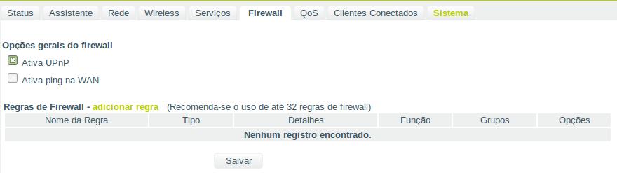 Servicios Las configuraciones de servicio se describen en la sección 5.8. Menú Servicios de este manual. Firewall La función Firewall solo está disponible con su HotSpot 300 en el modo Router.