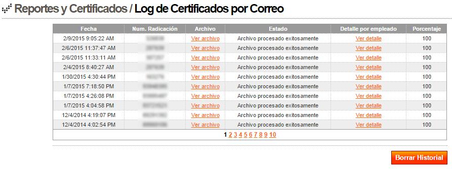 Imagen 6 Imagen 7 Ver log de certificados por correo Permite generar