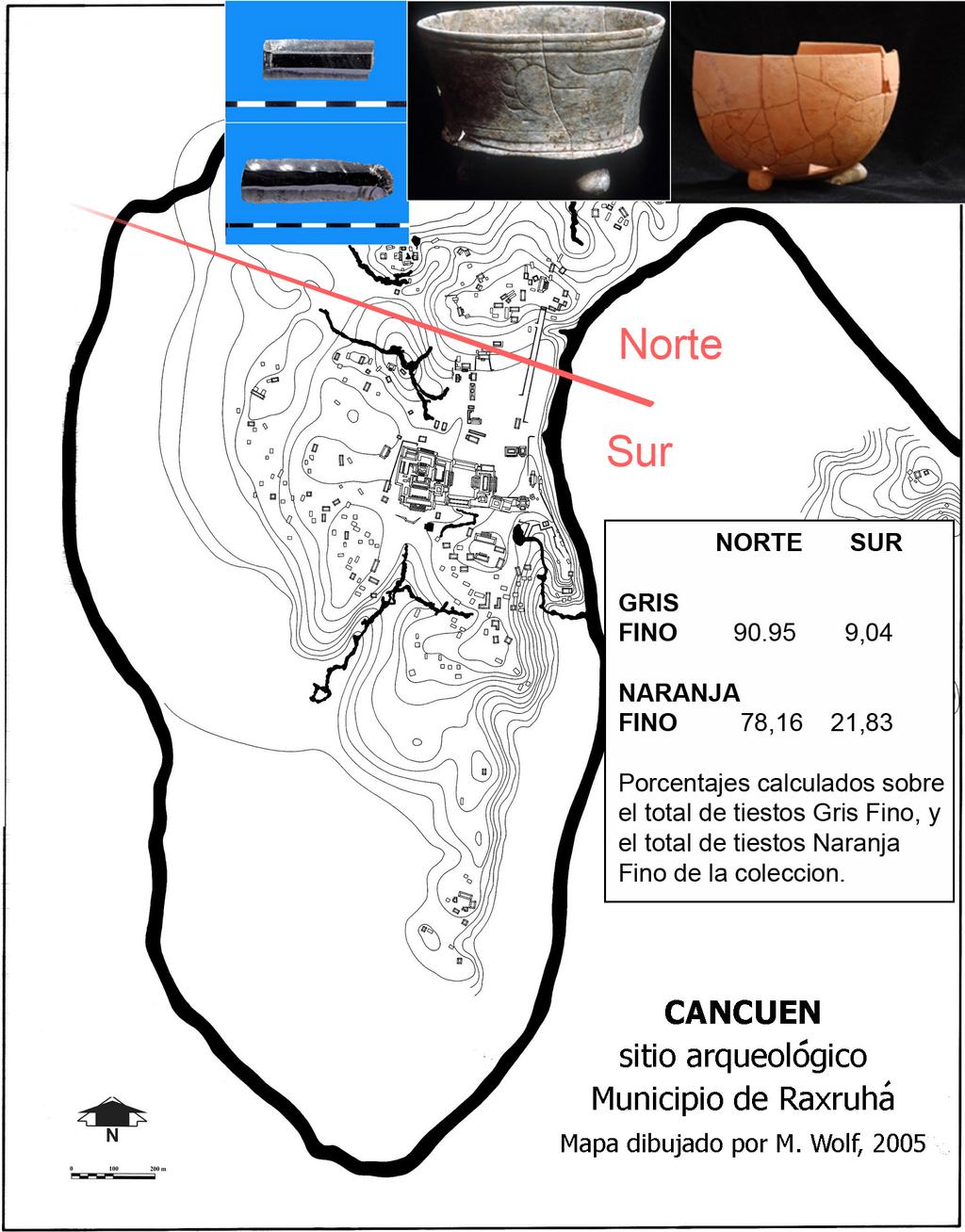 Forné et al. 55 Figure 3. Distribución de la cerámica Gris Fino y Naranja Fino dentro de Cancuén.