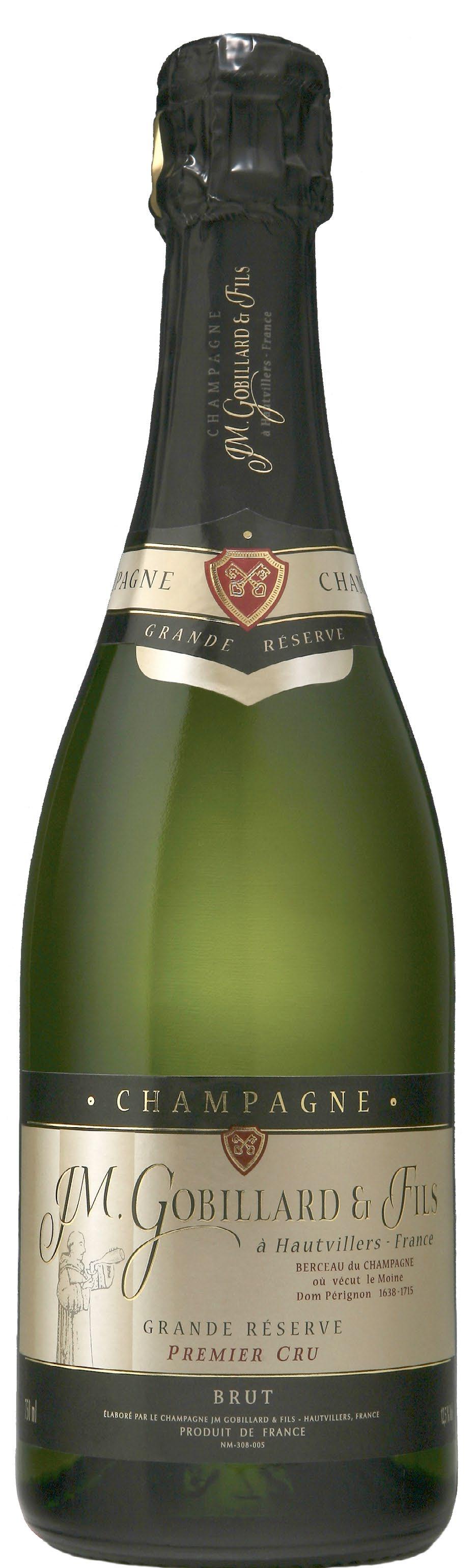 BRUT Grande Réserve Premier Cru * { } Nariz potente y elegante, redondo en boca, amplio, sedoso, frutal y delicado, todo un champagne con armonía.