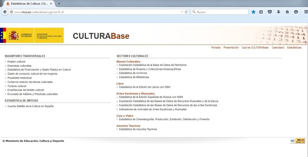 Visibilidad. Instrumentos de difusión La información esta disponible en el área dedicada a estadísticas culturales en www.mecd.gob.es Encuesta de Hábitos y Prácticas Culturales en España 2014-2015.