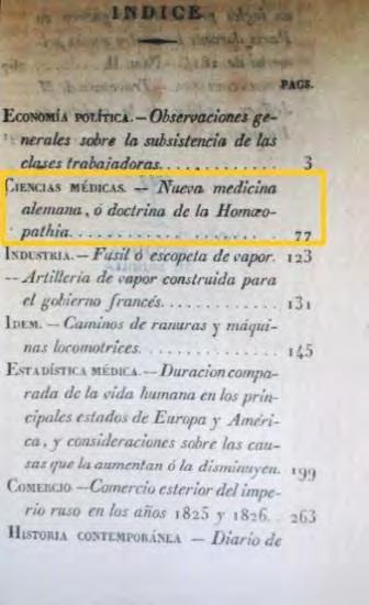 Ciencias Médicas de Barcelona en 1826 y