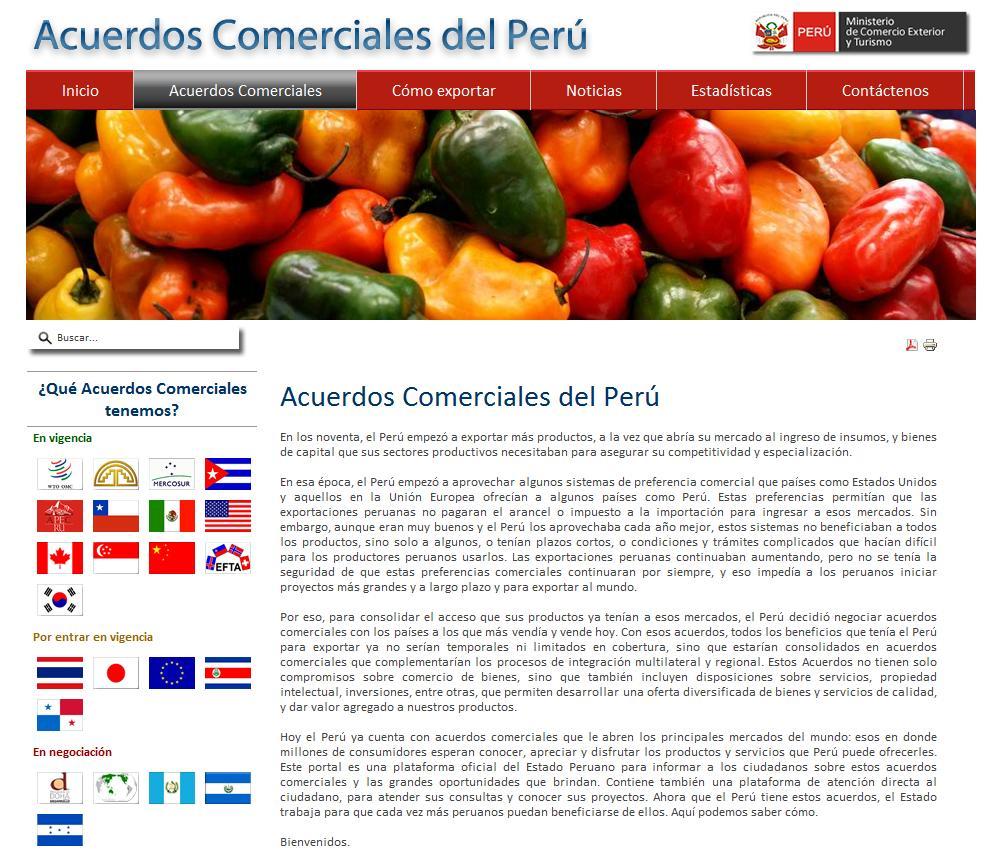 Nueva página web sobre los Acuerdos Comerciales del Perú En este portal, se atiende en tiempo real las consultas del usuario de comercio