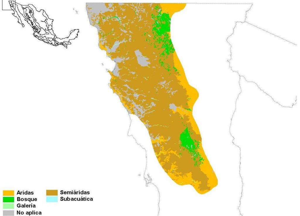 Cálculo preliminar parcial Región 11 California mediterránea Porcentaje Superficie 66% 0% 16% 6% 0% 12% Aridas Bosque Galeria No aplica Semiaridas Subacuatica Superficie total: 2,288,685 ha