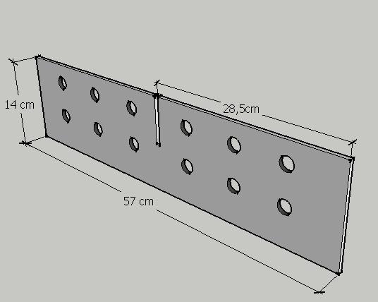 De este modo, una primera lámina de 57cm de largo y 14 cm de ancho separará la caja a lo largo, en 2 secciones (Fig. 5). Figura 5.