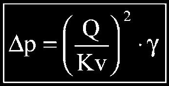 KV coeficiente de flujo de la válvula. Fórmulas aplicables a condiciones de circulación sin cavitación en el interior de la válvula.