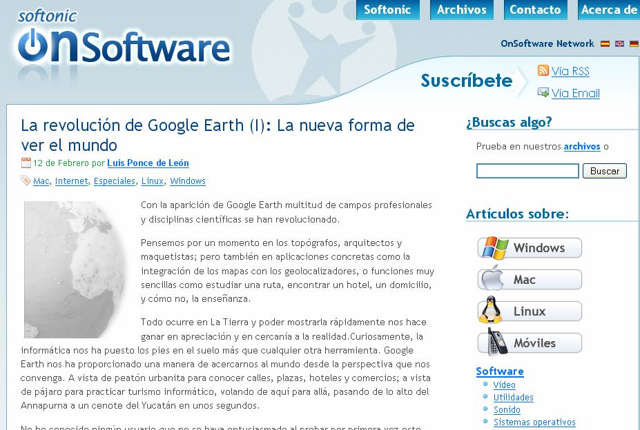 Guía del usuario de Google Earth En el siguiente enlace el alumno puede ver información en el blog http://es.onsoftware.