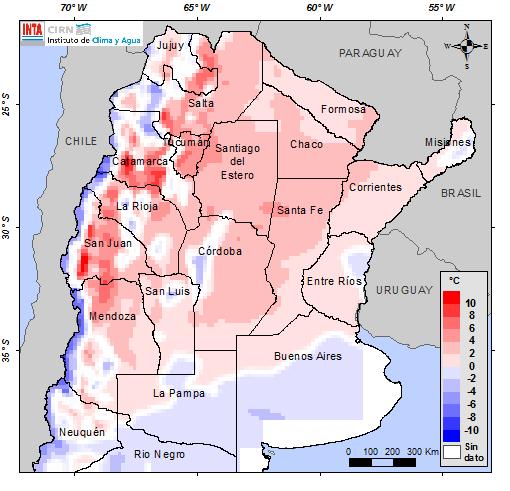 En las restantes áreas de la región del NOA (oeste), Cuyo (norte), Chaqueña (sur), NEA y Pampeana se esperan lluvias normales o inferiores a las normales (Fig. 14). Fig.