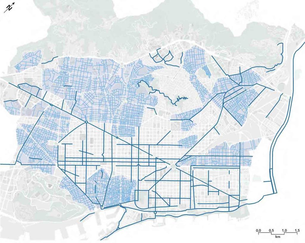 Xarxa total de bicicletes: xarxa principal i xarxa de carrers pacificats