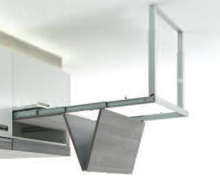 aluminio blanco ancho interno: 862-868 mm profundidad interna: 560 mm altura interna: medida H (83 mm + 3 x espesor de placa) Fuerza de carga: 60 kg Con pata de mesa plegable Herraje para mesa