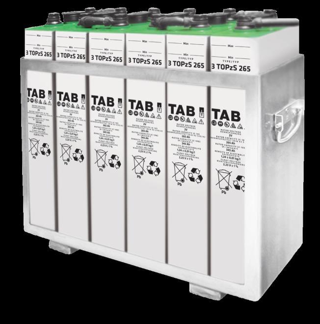 TAB topzs BATERIAS ESTACIONARIAS TAB TOPzS DE BAJO MANTENIMIENTO. Las baterías estacionarias TOPzS se fabrican de acuerdo a la normativa DIN 40736, EN 60896 y IEC 896-1.
