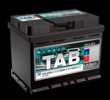 tab MOtiON agm es una batería con tecnología de AGM (Absorbed Glass Material) y válvula VRLA (Valve Regulated Lead Acid) fabricada según la norma EN 60254-1.