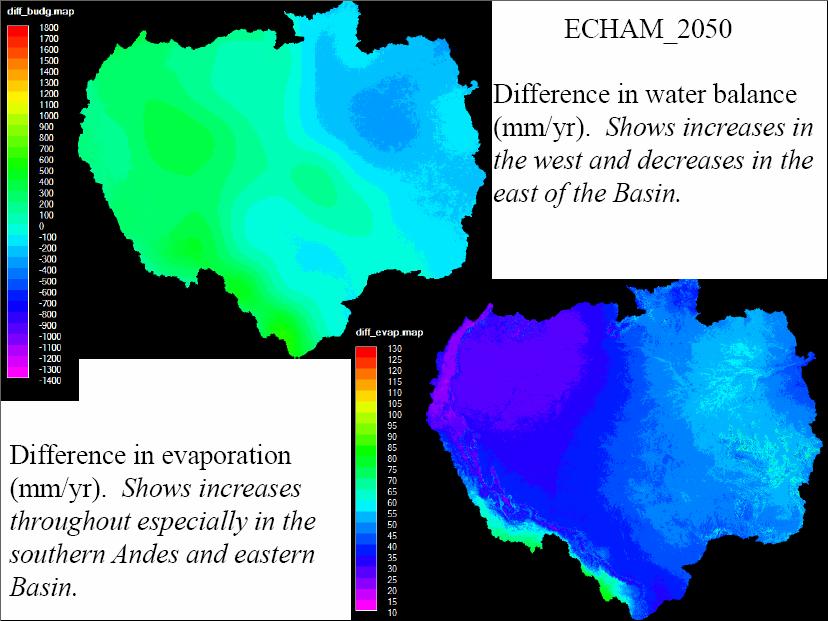Diferencia en evaporación (mm yr -1 ).