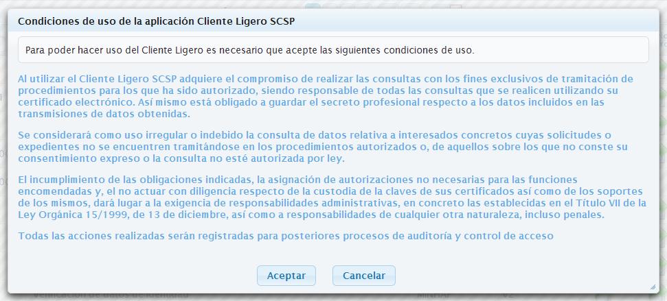 Condiciones legales de acceso al Cliente Ligero CNIS 2016 - Plataforma de