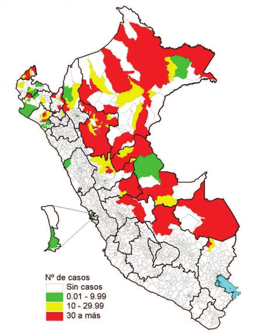 Casos de dengue por departamentos Perú 214* Mapa de incidencia de dengue por distritos Perú 214*!