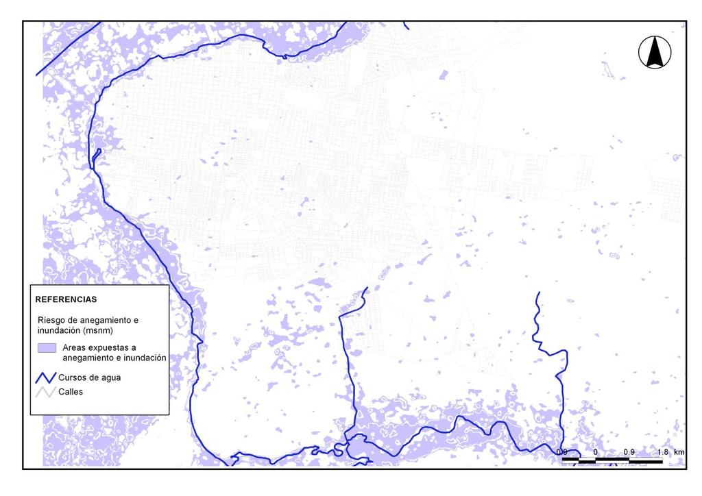 Figura 10. Máximo riesgo para inundación y anegamiento. Fuente: Silvia G. Gonzalez. 3.4.1.3. Influencia del Paraná y sus crecidas.