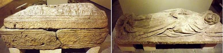 ❶ Sarcófago, piedra, 2ª m S. IV. La Molina (Burgos). ❷ Figura yacente, piedra, finales S.