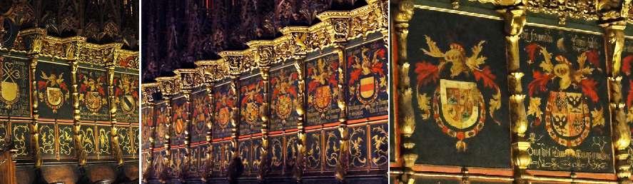 En 1519 Carlos I decidió realizar un capítulo de la Orden del Toisón de Oro en esta catedral, y mando pintar sobre los mismos sitiales los escudos heráldicos, en total 64 plafones entre los