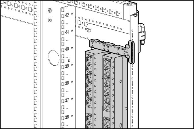 Una configuración de dos PDU, con las tomas orientadas hacia
