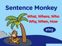 html Sentence Monkey 5W This game is to practice the interrogative pronouns what, where, when, which, why Students will be given instructions with