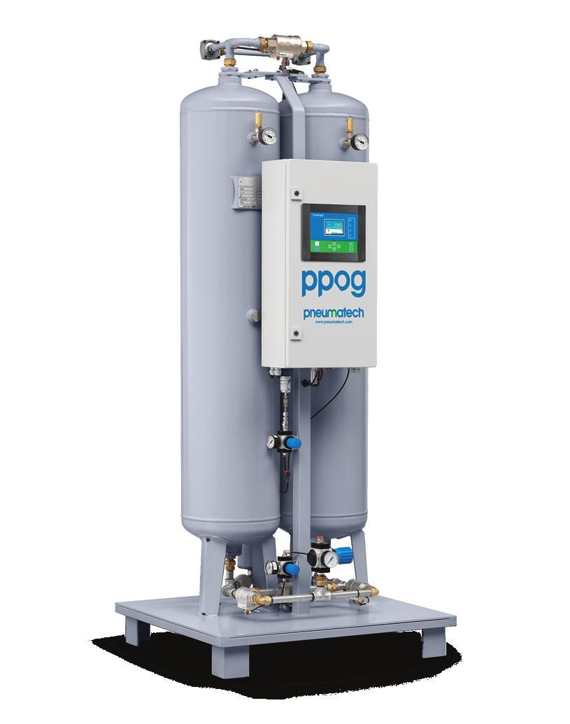 PPOG: Generador de oxígeno El generador de oxígeno Pneumatech aporta unos niveles de pureza de hasta el 95 % para cubrir las diferentes aplicaciones y condiciones.