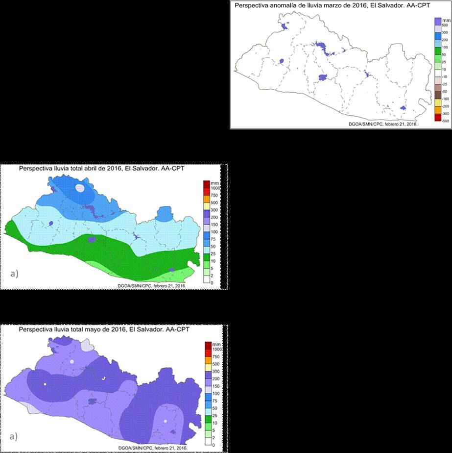 Perspectiva de lluvia total (izquierda) y de anomalía (derecha), para marzo de 2016 Figura 2.