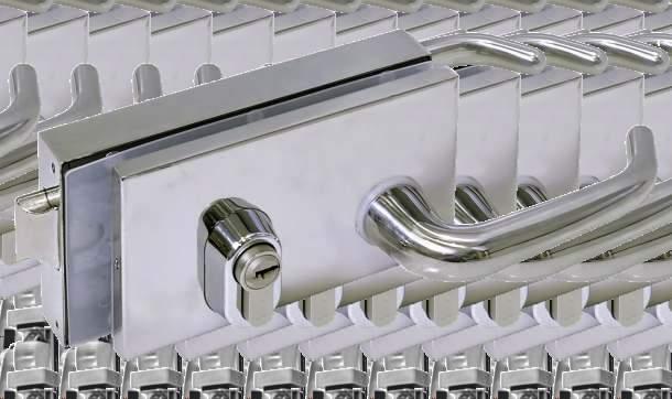 JANO cerradura locks Placas de apriete al vidrio fabricadas en aleación de aluminio mediante proceso de inyección y recubiertas con pintura epoxi Tornillería en acero inoxidable Frontales en acero