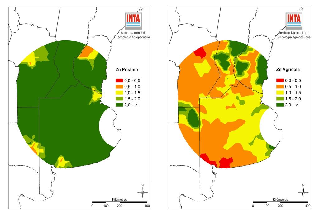 Concentraciones de Zn extractable con DTPA en suelos de la región pampeana: Muestreo 2010-11 Prom. SD.