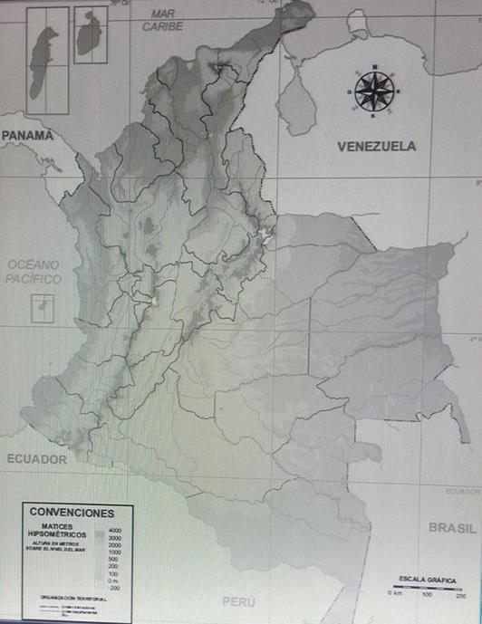 5. Ubica los accidentes geográficos colombianos según la clave de color.