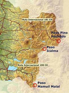 4.1.2 Pasos Fronterizos Mapa N 7 Pasos Internacionales en la Región de La Araucanía La Región de La Araucanía posee 3 pasos fronterizos habilitados: Paso internacional Pino Hachado, Paso Icalma, Paso