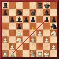 11.Cg5!? h6 12.Cf3 Ae8 13.Rh1 De7 14.De1 Ch5 15.g3 b6 16.Ae3 Cb4 17.Ab1 Ac6 18.a3 Ca6 19.Rg1 Cc7 20.Ch4! También era interesante 20.e5!? dxe5 (20...Axf3 21.exd6 con clara ventaja) 21.Cxe5 Axe5 22.