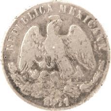 5 Centavos, Guadalajara, 1891, S. (KM- 398.4). AU 1007. 5 Centavos, Hermosillo, 1880, A. (KM- 398.6). EF 1008. 5 Centavos, Oaxaca, 1890, N. (KM-398.8). Muy escasa. VG/F 4000.00 1011.