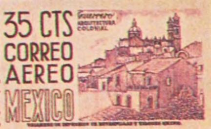 En el extremo inferior en una sola línea se lee ESTADOS UNIDOS MEXICANOS CORREO AEREO en color negro.