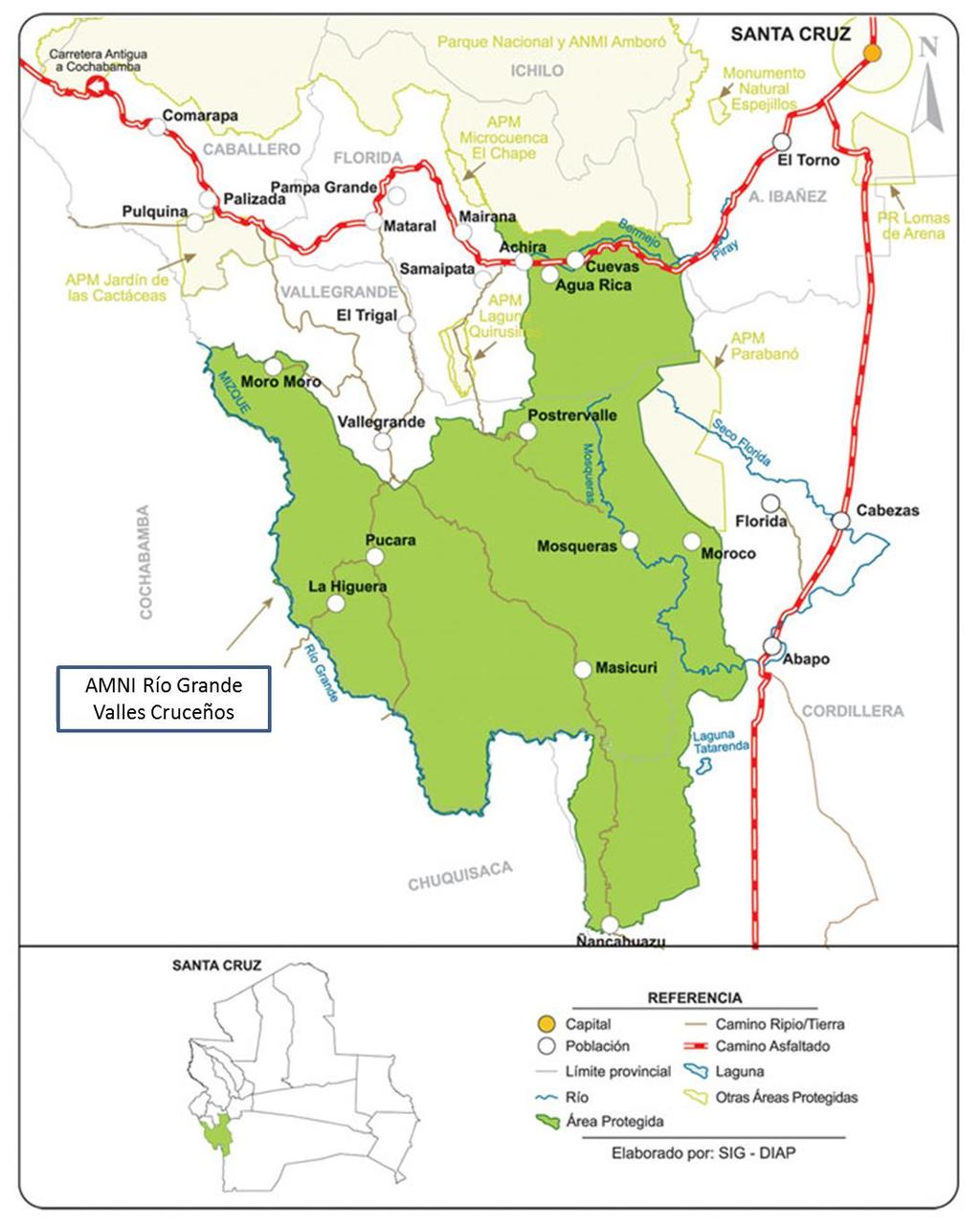 Afectación al Área Natural de Manejo Integrado (ANMI), Río Grande Valles Cruceños, fue creada en marzo del 2007.