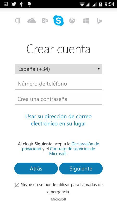 Creación y configuración de la cuenta. Pasos 1. Descargar la app oficial de Skype de la Play Store. 2.