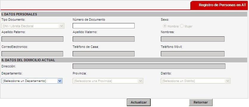 formulario del registro de Personas.
