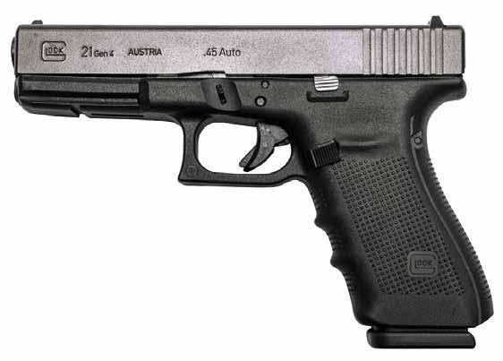 Glock 21 (Gen4).45 Auto G21 EL ARMA DEL SUEÑO AMERICANO El pesado calibre.45 es tan propio de los EE.UU. como las franjas y estrellas de su bandera.